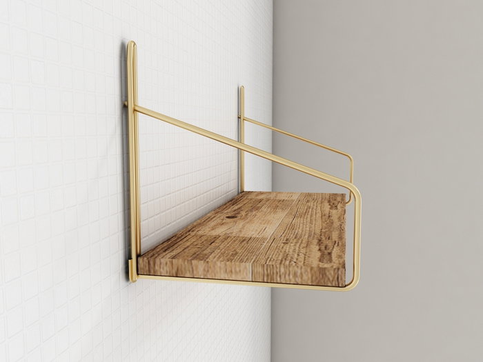 Hanah Home Estante de pared decorativo en dorado y marrón